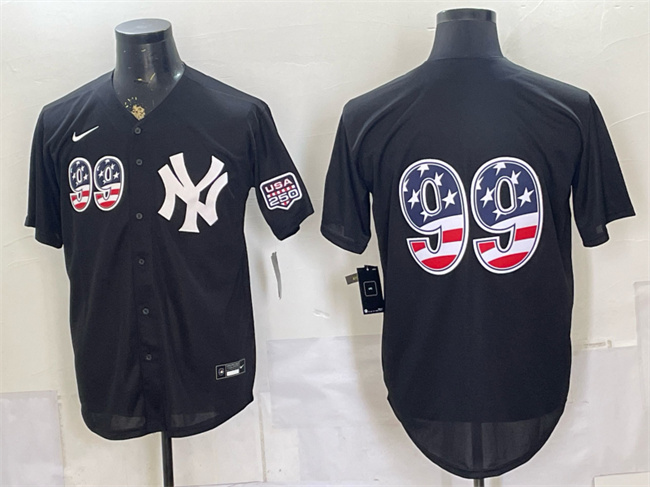 Men's New York Yankees #99 Aaron Judge Black USA 250 Fourth of July Stitched Baseball Jersey